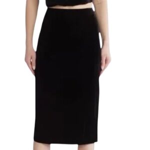 WAYF Midi Pencil Skirt in Steel Blue